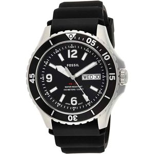 Reloj Fossil FB-02 FS5689 Para Hombre Fecha Acero Inoxidable Correa de Silicona Negro