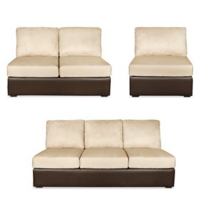 Juego de Sala Niza 3-2-1 Cuerpos Beige Asientos Fijos