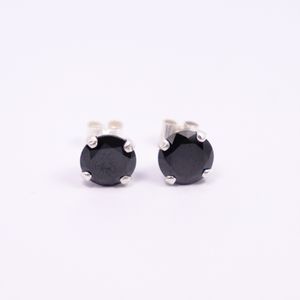 Arete Brillante Zircón Negro Plata
