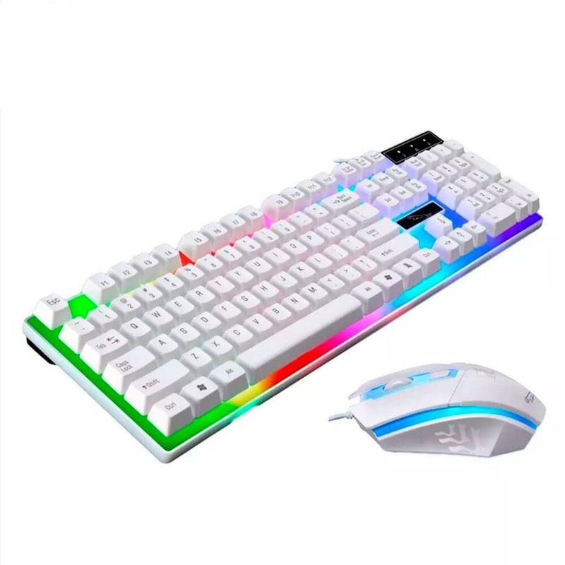 Combo Teclado y Mouse Gamer RGB Laptop PC Blanco - Real Plaza