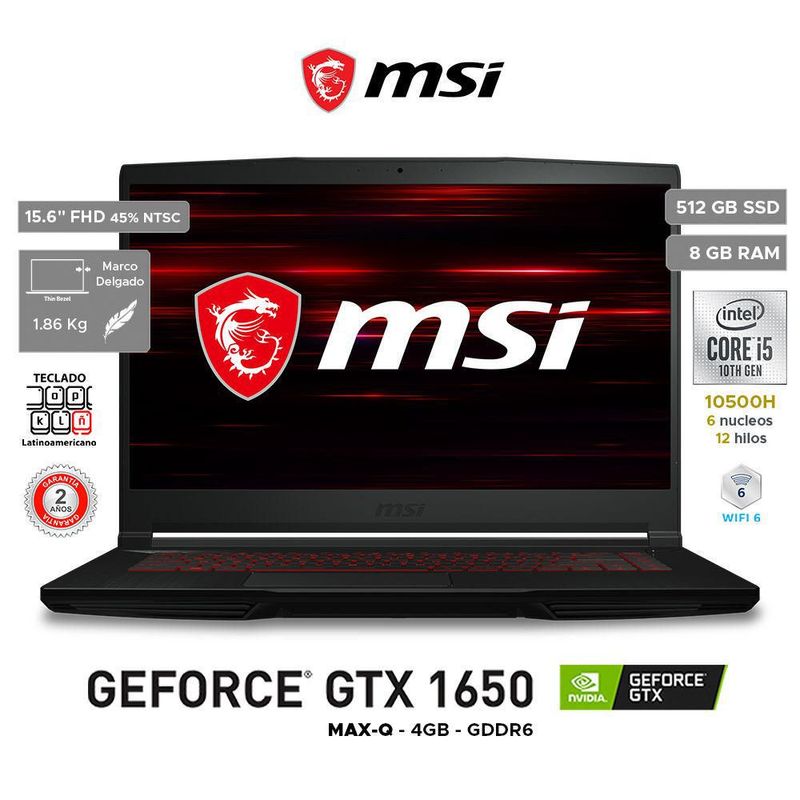 Laptop Gamer MSI GF63 Thin 10SCXR Intel Core i5 8GB RAM 512GB SSD