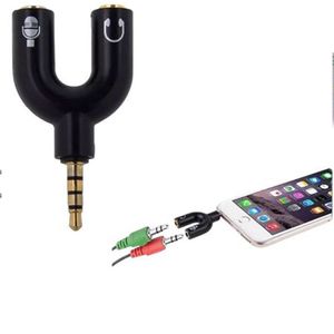 Adaptador de 2 Jack 3.5mm Estéreo A Plug 3.5mm Trrs Negro