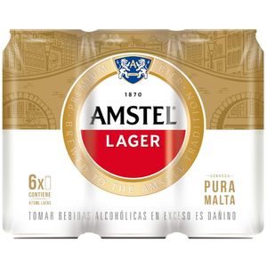 Cerveza AMSTEL Lata 473ml Paquete 6un
