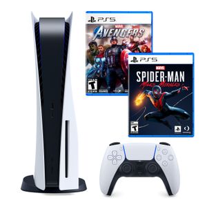 Consola Ps5 con Lector de Discos + Marvel Avengers + Spiderman Morales