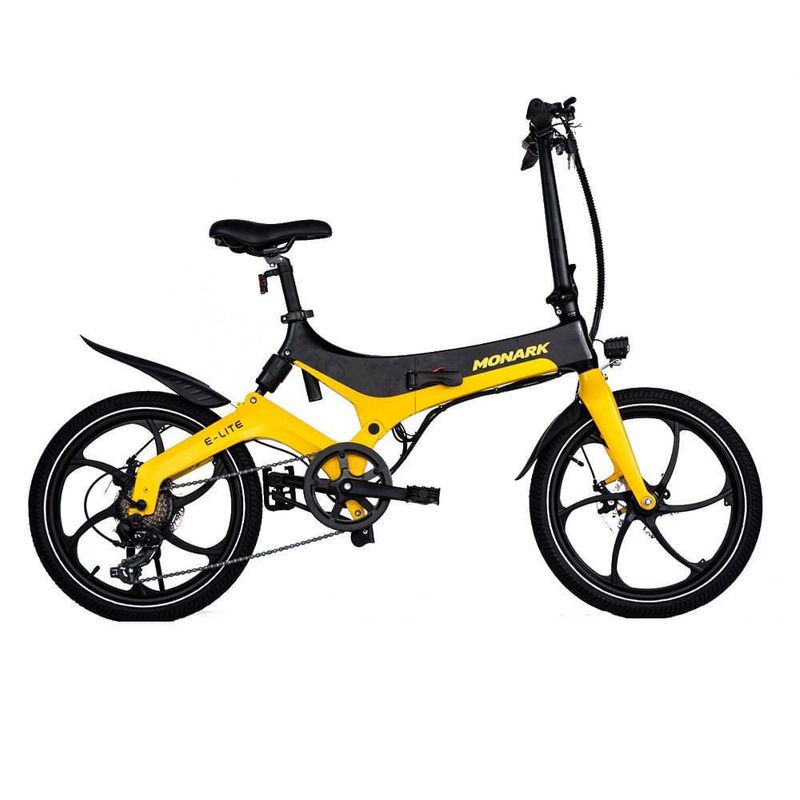 Bicicleta Eléctrica Monark E-Lite Aro 20 Negro/Amarillo Real Plaza