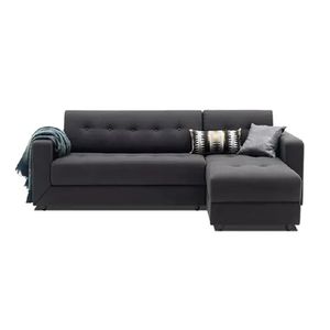 Mueble Seccional Derecho Rusia Iker Gris Oscuro + 4 Cojines Decorativos