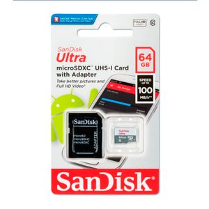 Memoria Micro SD Sandisk Ultra 64GB UHS-I C/Adaptador 100Mb/s
