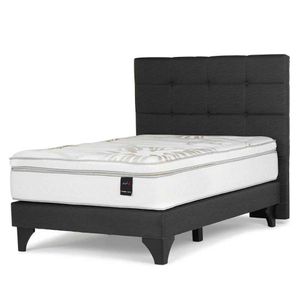 Cama Europea Grafito Art 4 + Cabecera Issey Grafito 2 Plz