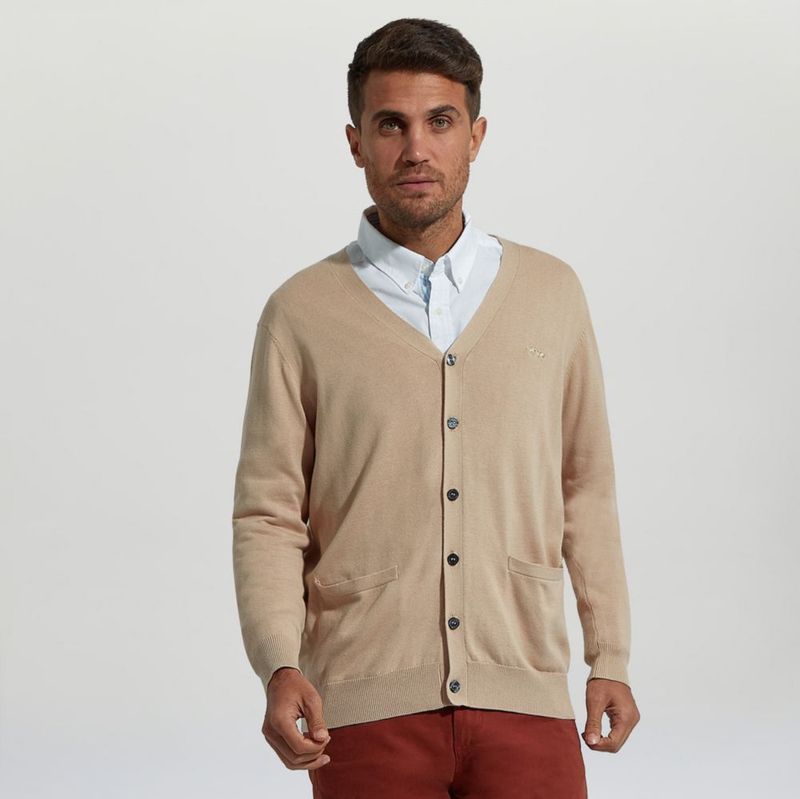 sábado amante Historiador Chompa Cardigan Con Parches En Hombros Hombre Beige M | 440395