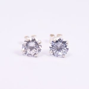 Arete Brillante Zircón Blanco Plata