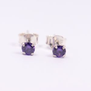 Arete Brillante Zircón Morado Plata