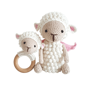 Sonajero + Muñeco de Apego El Conejo & La Luna Baby Sheep