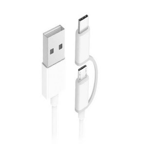Cable USB 2 en 1 Xiaomi Micro USB y Tipo C 0.30 Cm Blanco