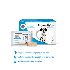 Antipulgas para Perros Proventis 20 X 6 Tabletas