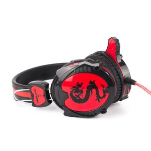 Audífono Halion Gamer S2 Dragon con Micrófono Para PC 3.5mm Negro/Rojo