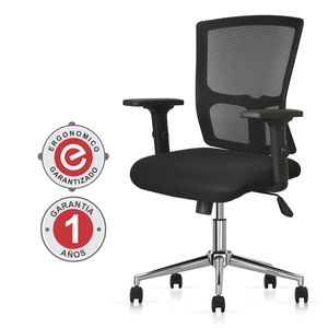 Silla Giratoria Ergonómica Decorplas City con Brazos Regulables Color Negro