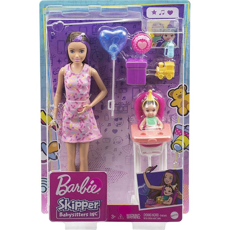 Muñeca Barbie Babysitter INC Skipper Rubia Cumpleaños Bebé