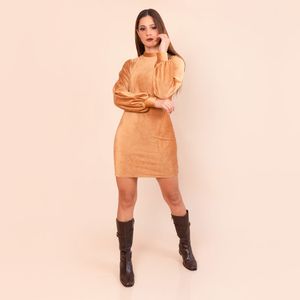 Vestido Acanalado Barda Micaela Color Camel