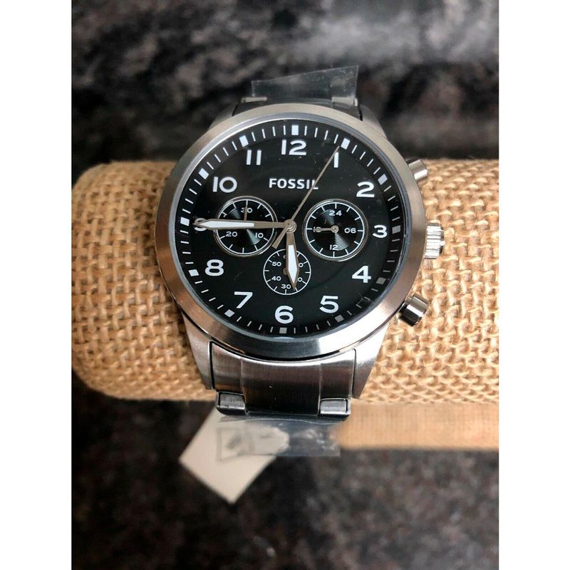 Reloj Fossil Flynn Pilot BQ2119 Para Hombre Cronómetro Acero Inoxidable ...