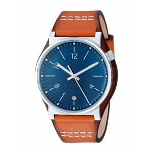 Reloj Fossil Barstow FS5524 Para Hombre Fecha Acero Inoxidable Correa de Cuero Marrón Azul