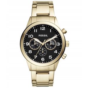 Reloj Fossil Flynn Pilot BQ2121 Para Hombre Cronómetro Acero Inoxidable Dorado Negro