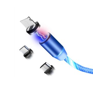 Cable Magnético Flujo LED Carga Rápida 2A Rotación 360 Azul