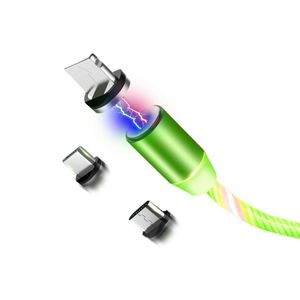 Cable Magnético Flujo LED Carga Rápida 2A Rotación 360 Verde