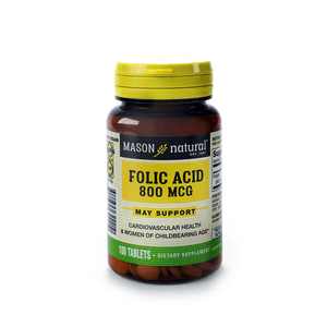 Ácido Fólico - 800 Mcg Mason Natural 100 Tabletas