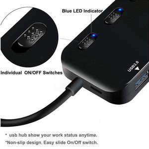Hub 4 Puertos independientes Usb 3.0 Tipo C 5gbps Indicador led