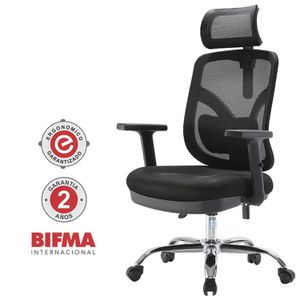 Silla Giratoria Ergonómica Decorplas New Smart con Brazos Regulables 1D Color Negro