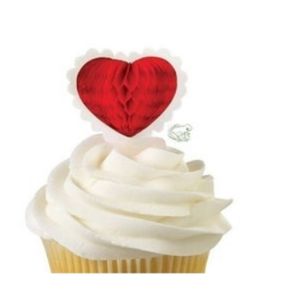 12 Adornos para Cupcakes Wilton Rojo y Blanco
