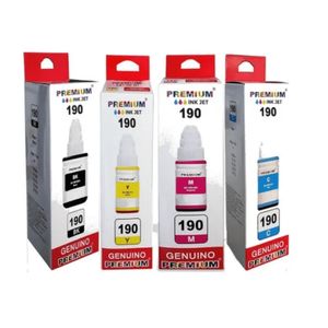 Pack de Tintas Premium GI-190 Compatible Black Cyan Yellow Magenta