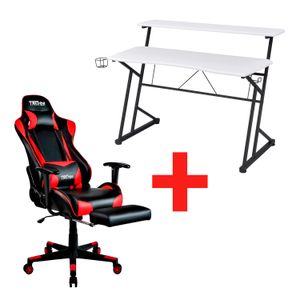 Silla Gamer CLASICA SGRO y Escritorio Fibra de carbono  Blanco