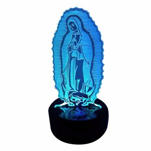 Lámpara Led 3D Creative Light Diseño Virgen de Guadalupe
