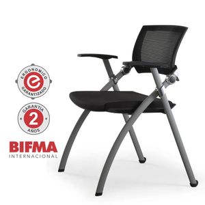 Silla Fija Para Capacitación Decorplas Vigo con Brazos Fijos Color Negro