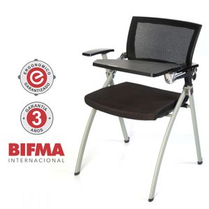 Silla Fija Para Capacitación Decorplas Vigo Tablet con Brazos Fijos Color Negro