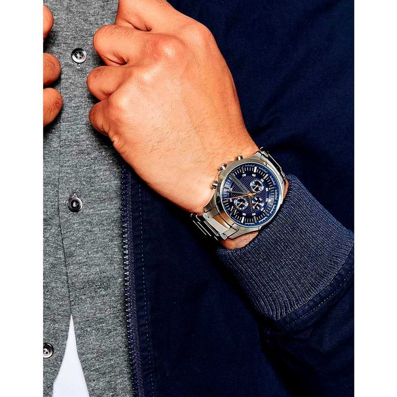 Reloj armani hombre plateado hot sale
