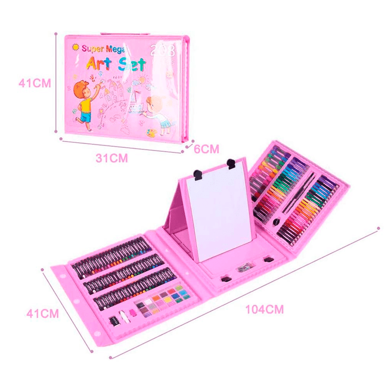 Set Kit Para Niños Colores 145 Pcs Arte Dibujo Creativo Infantil Rosa -  Luegopago