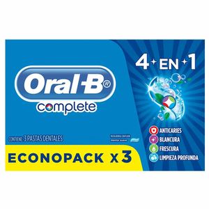 Pasta Dental ORAL-B Complete 4 en 1 Tubo 66ml Paquete 3un