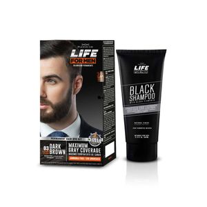 Life For Men Tinte Kit Castaño Oscuro y Black Shampoo