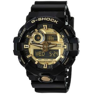 Reloj Casio G-Shock GA710GB-1A Para Hombre Digital Analógico Luz Led Acuático Negro y Dorado