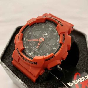Reloj Casio G-Shock GA100L-4A Para Hombre Digital Analógico Luz Automática Acuático Naranja