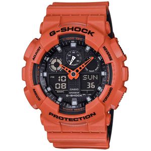 Reloj Casio G-Shock GA100L-4A Para Hombre Digital Analógico Luz Automática Acuático Naranja