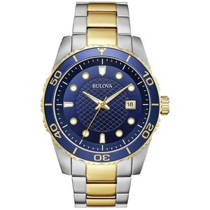 Reloj Bulova 98A200 Para Hombre Fecha Acero Inoxidable Plateado Dorado Azul