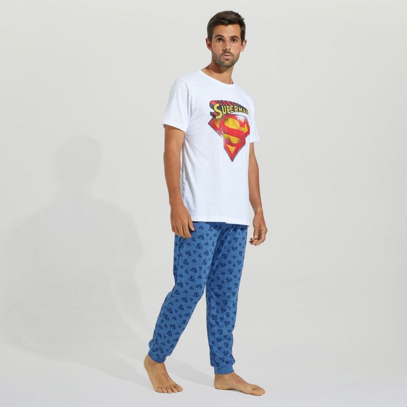 Pijama Set Hypnotic Polo Manga Con Pantalón Superman Hombre Blanco L 494303