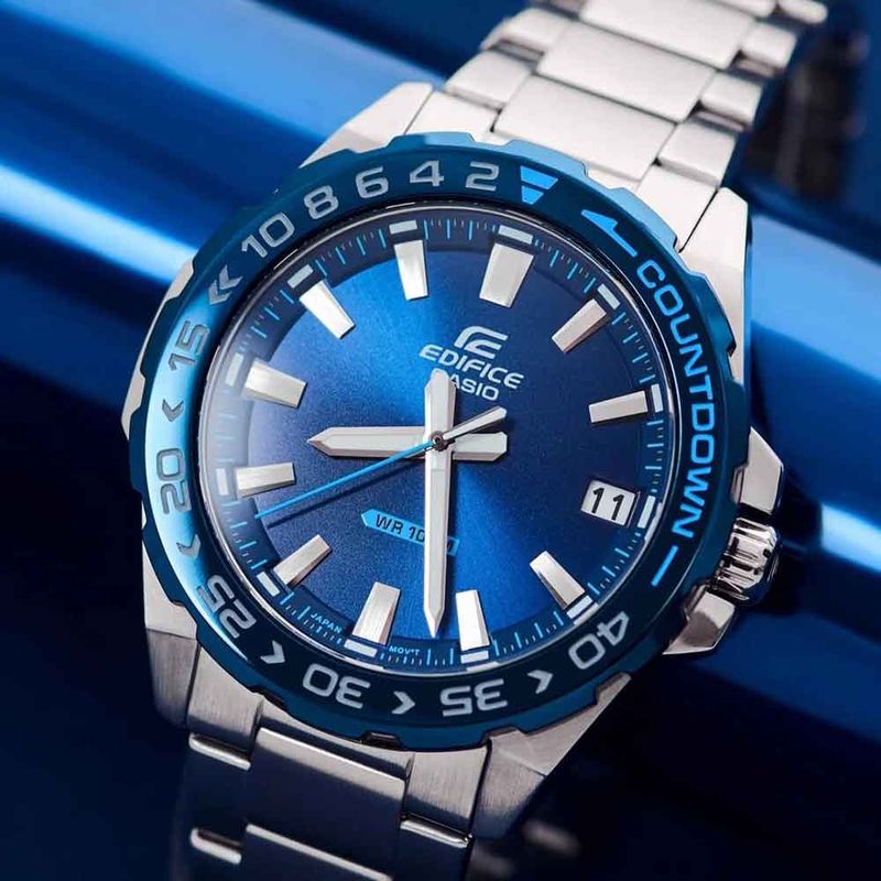 Reloj Casio Edifice EFV-120DB-2AV Para Hombre Con Número de Serie Fecha Plateado Azul - Real Plaza