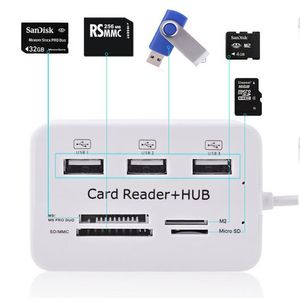 Hub 3 Puertos USB 2.0 + Lector Memoria SD/MMC - Micro SD - M2 - MS PRO DUO