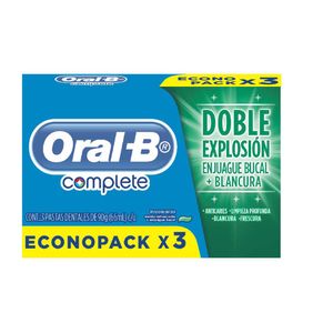 Pasta Dental ORAL-B Complete Menta Refrescante Tubo 66ml Paquete 3un + Enjuague