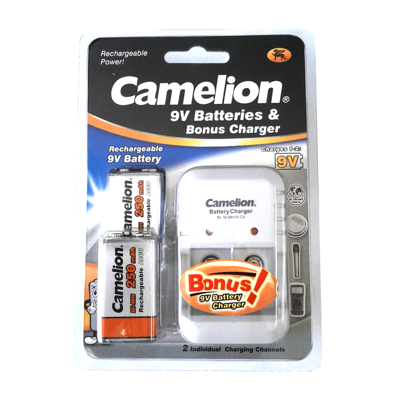 Cargador Con 2 Baterias 9v Recargable De 250mah Camelion