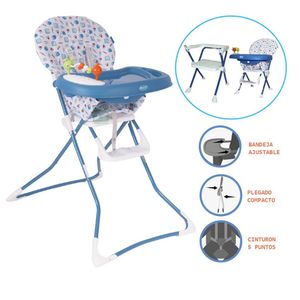 Silla De Comer Ebaby Badala 628 2 en 1 Plegable Azul